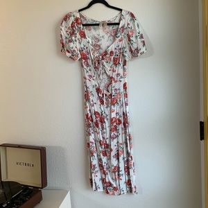 H&M Floral Midi Cutout Dress